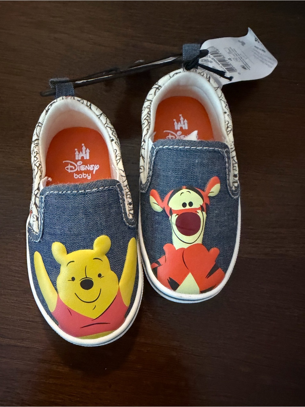 Disney Kids' Winnie the Pooh & Tigger Slip-On Shoes - Blue/Yellow/Orange size 4